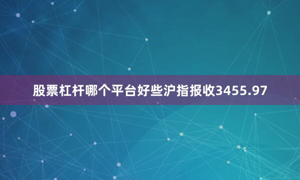 股票杠杆哪个平台好些沪指报收3455.97
